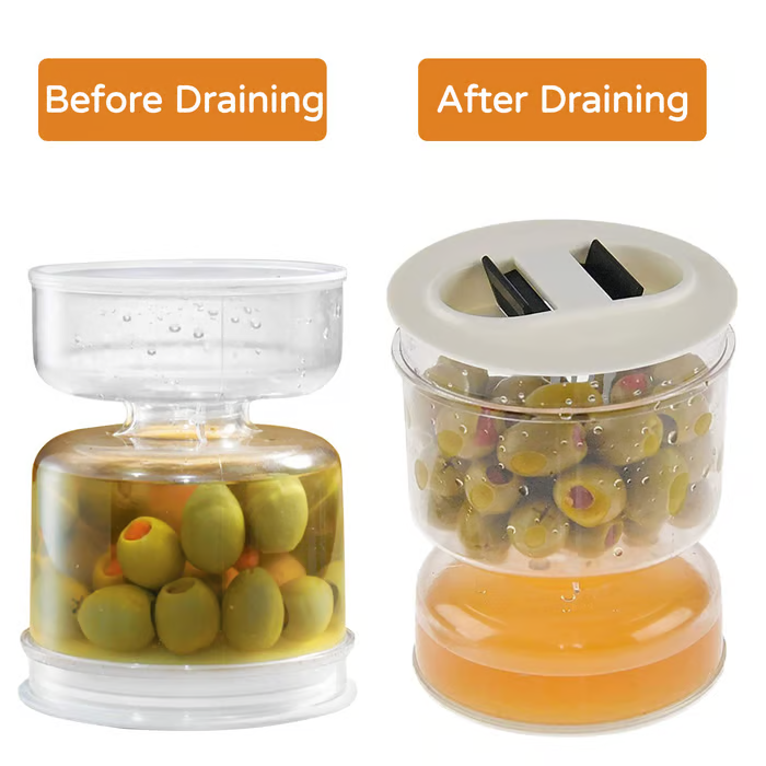 Pickle And Olives Jar Container With Strainer