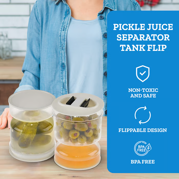 Pickle And Olives Jar Container With Strainer