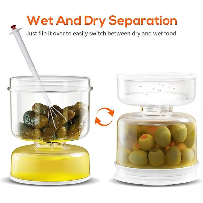 Pickle And Olives Jar Container With Strainer