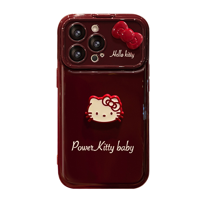 Kitty flip phone case with mirror and stand