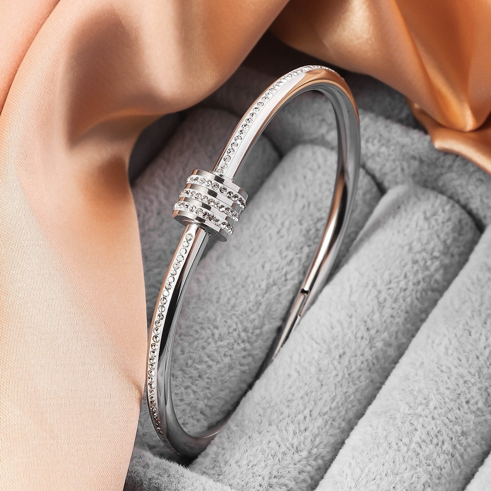 5-Piece Titanium Steel Starry Sky Bangles, 18K Gold-Plated