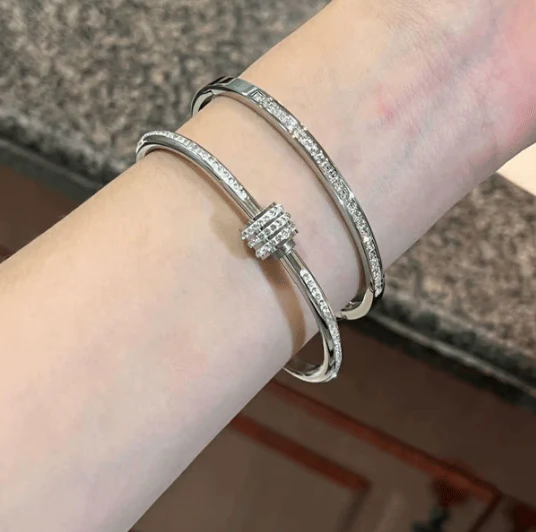 5-Piece Titanium Steel Starry Sky Bangles, 18K Gold-Plated